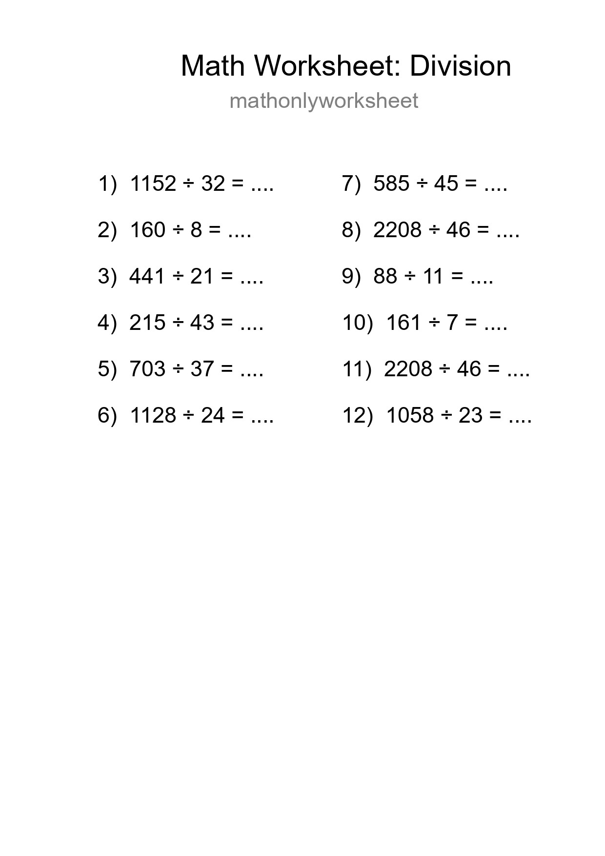 Free 12 Division Math Worksheet For Grade 2 With Answers - Part 112