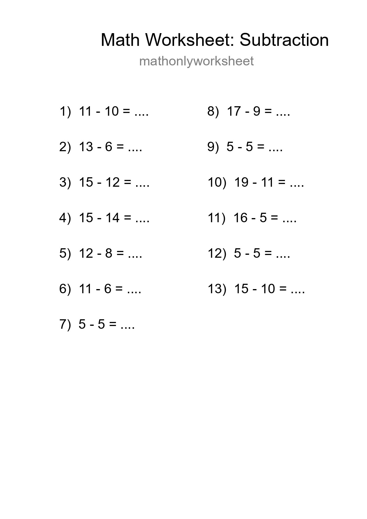 Free 13 Subtraction Math Worksheet For Grade 2 - Part 177