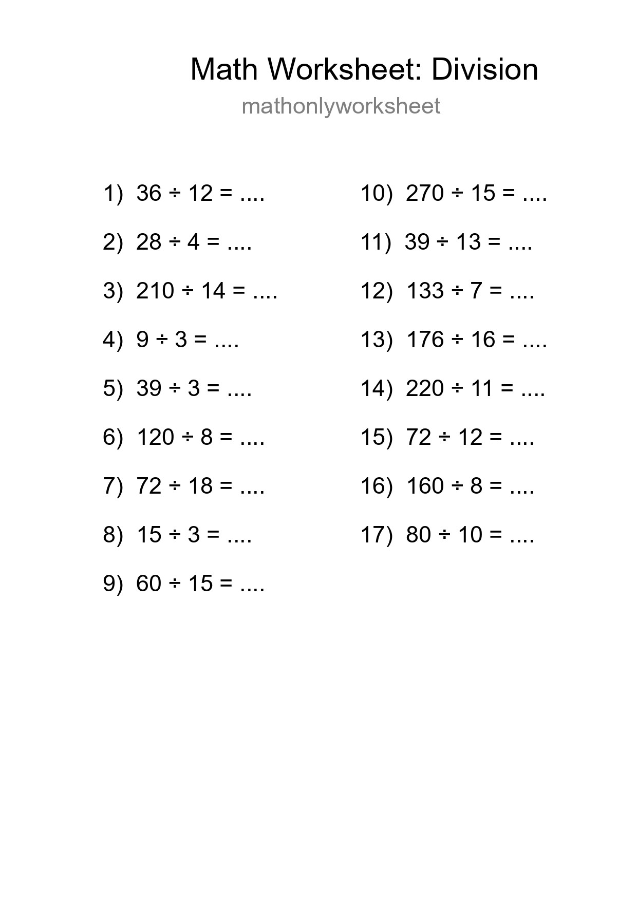 Free 17 Division Math Worksheet For Grade 2 - Part 160
