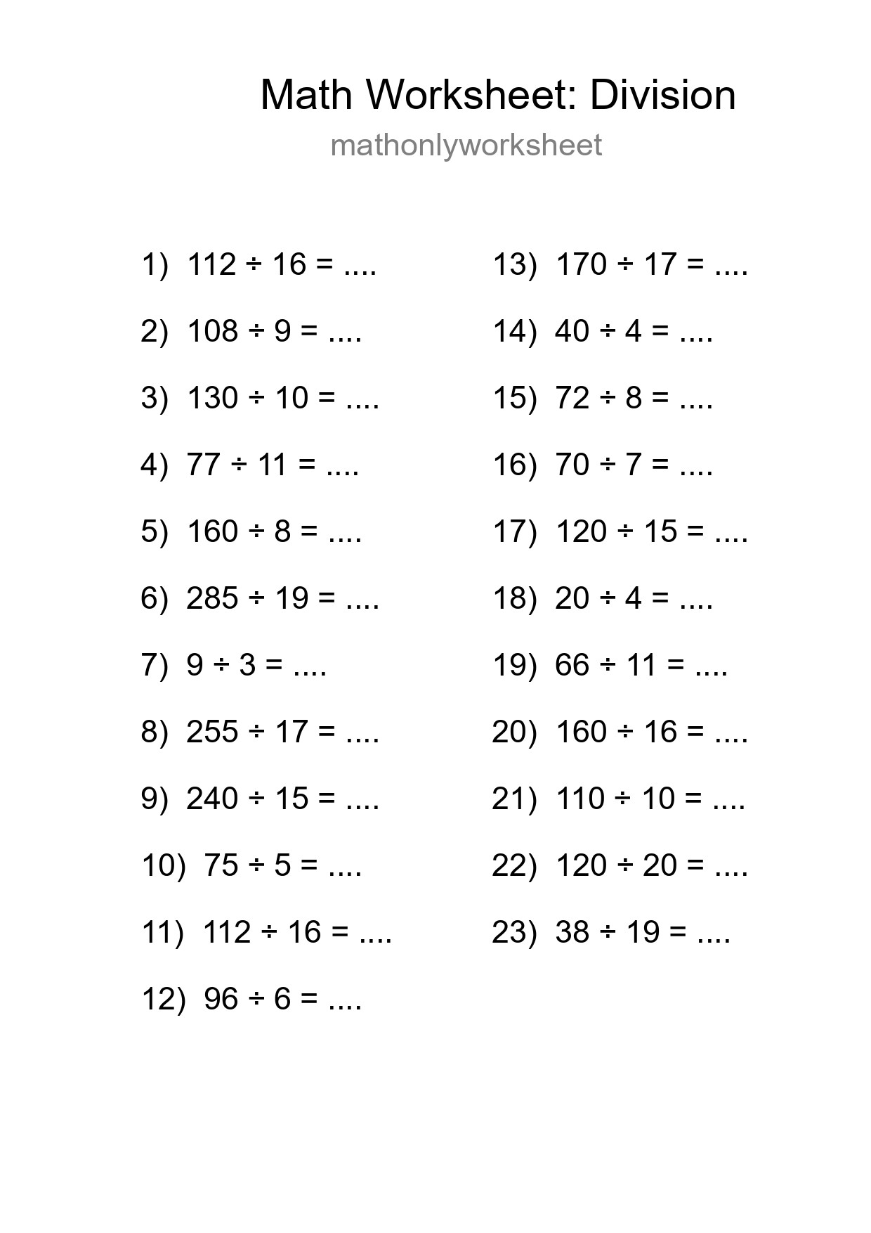 Free 23 Division Math Worksheet For Grade 2 With Answers - Part 4