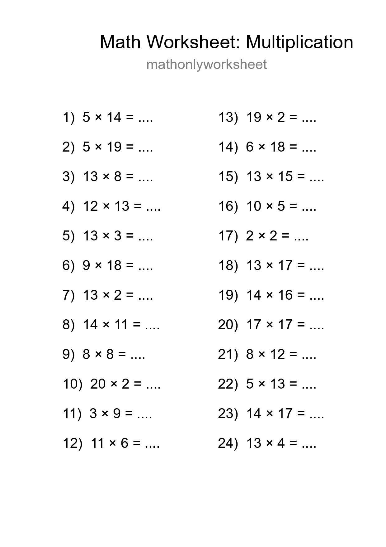 Free 24 Multiplication Math Worksheet For Grade 2 - Part 188