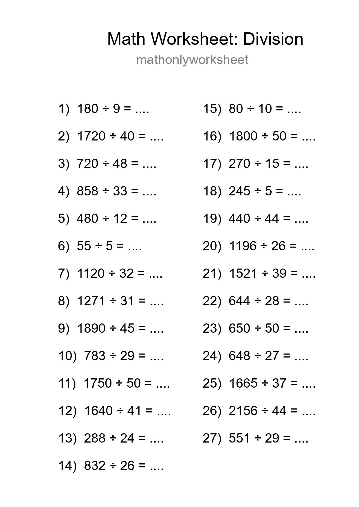 Free 27 Division Math Worksheet For Grade 2 With Answers - Part 28