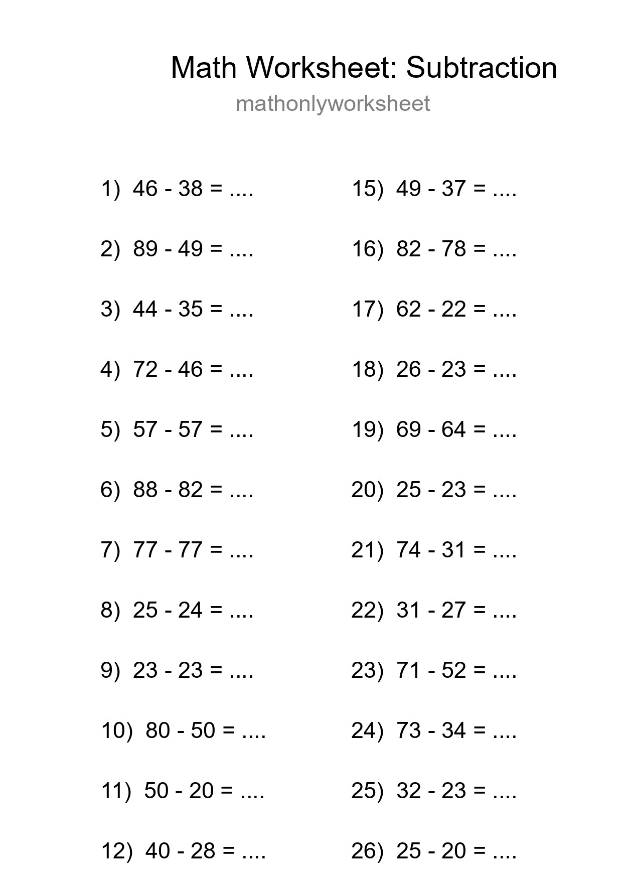 Free 27 Subtraction Math Worksheet For Grade 3 With Answers - Part 129