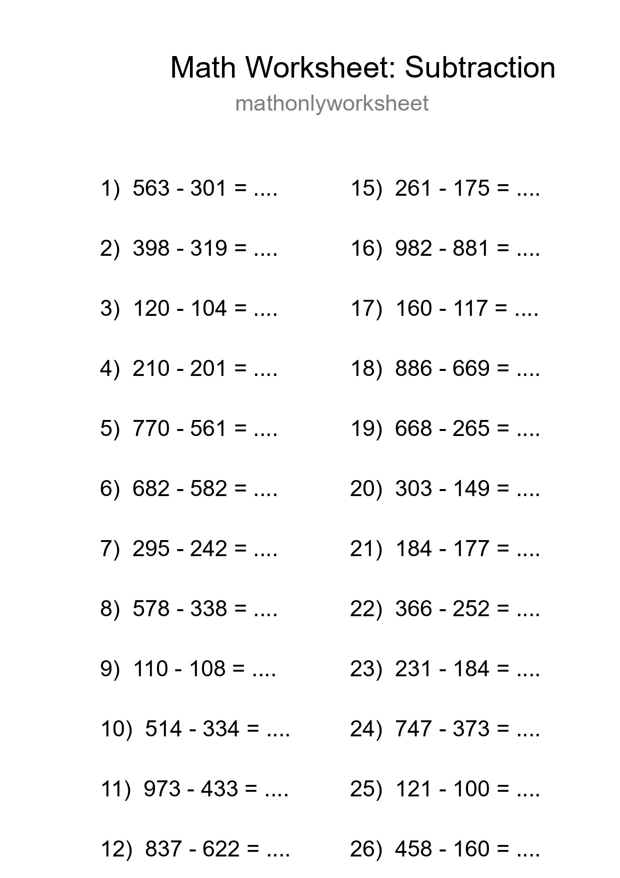 Free 28 Subtraction Math Worksheet For Grade 5 With Answers - Part 57