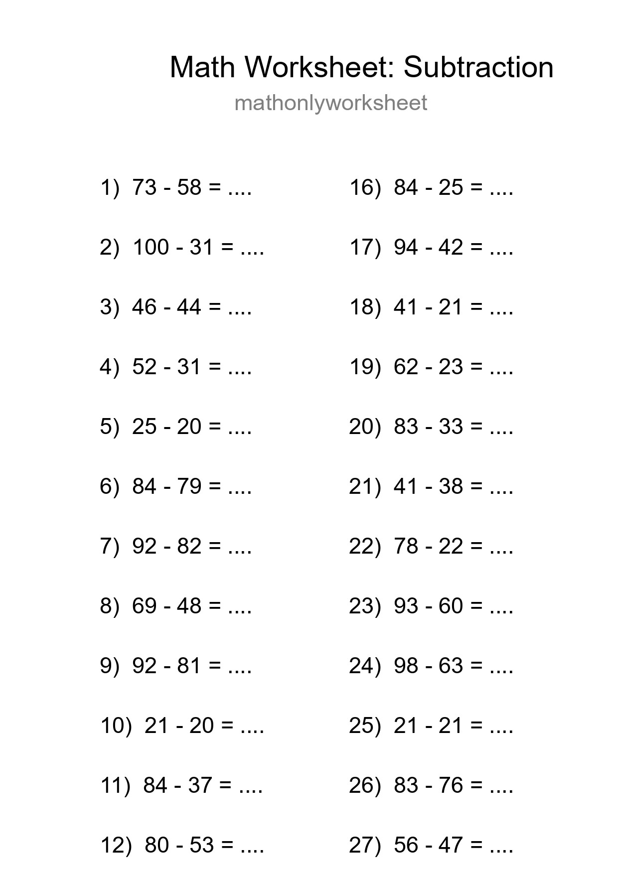Free 29 Subtraction Math Worksheet For Grade 3 With Answers - Part 213