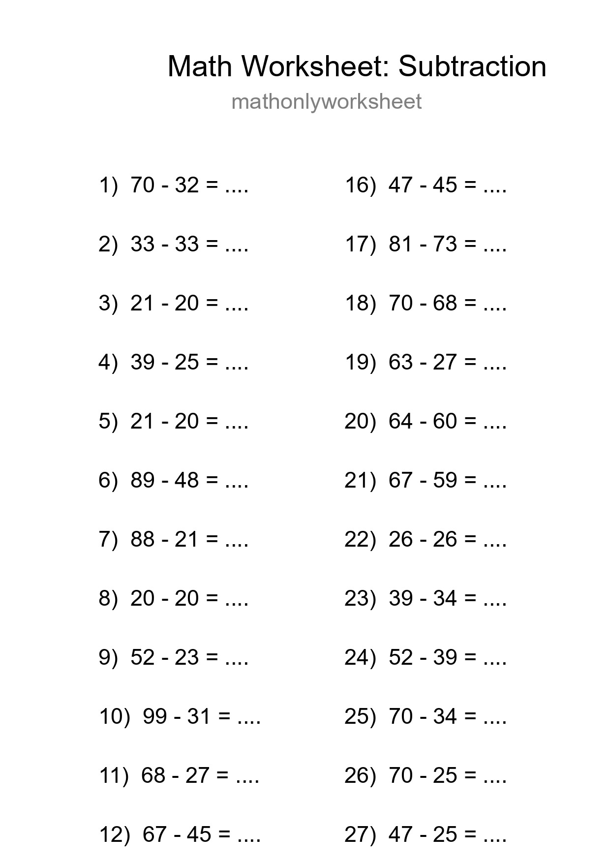Free 29 Subtraction Math Worksheet For Grade 3 With Answers - Part 93