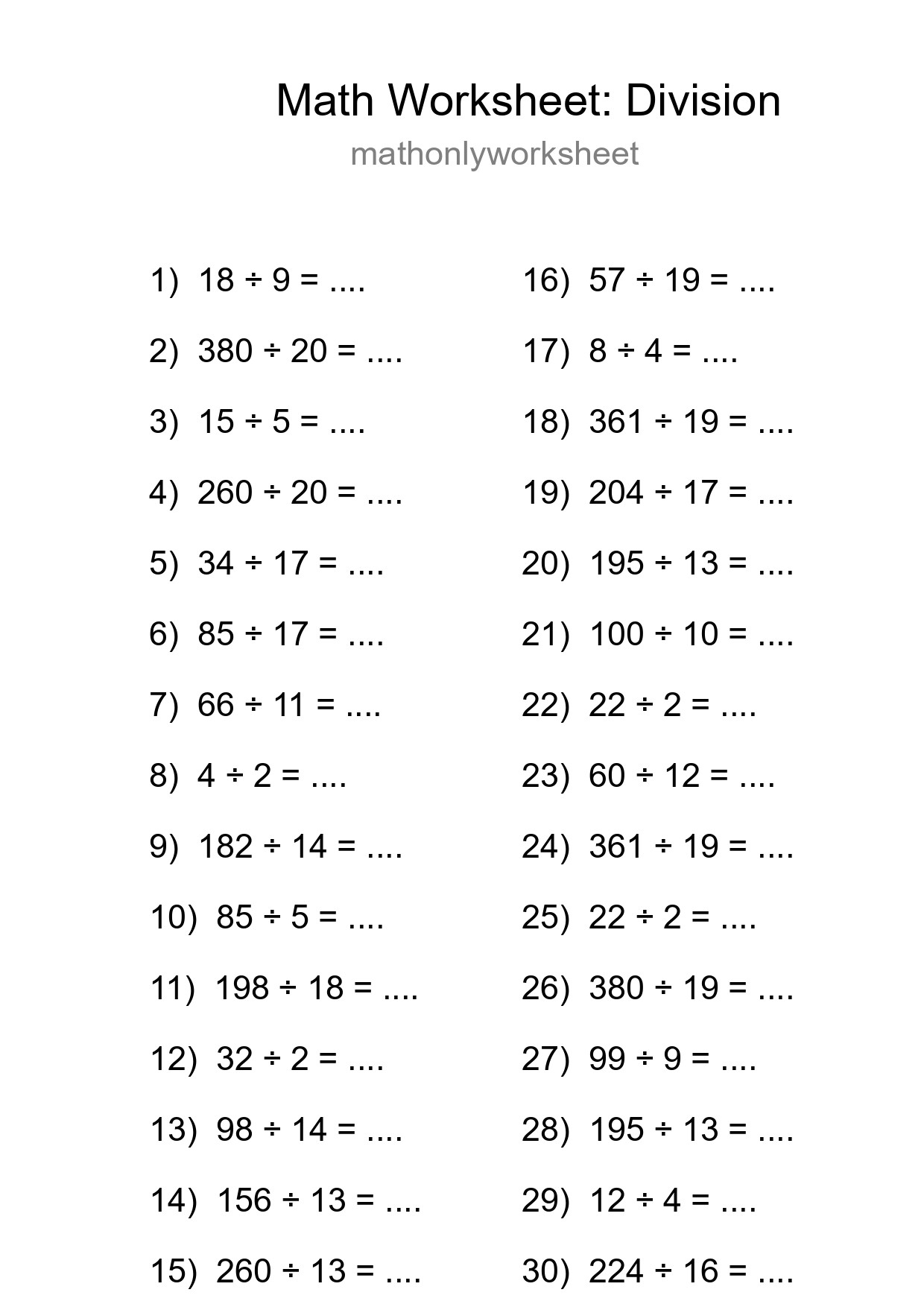 Free 30 Division Math Worksheet For Grade 2 - Part 88