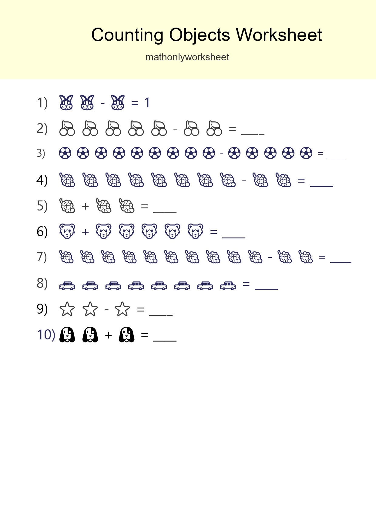 Free Counting Objects Worksheet For Kindergarten Printable - Part 27