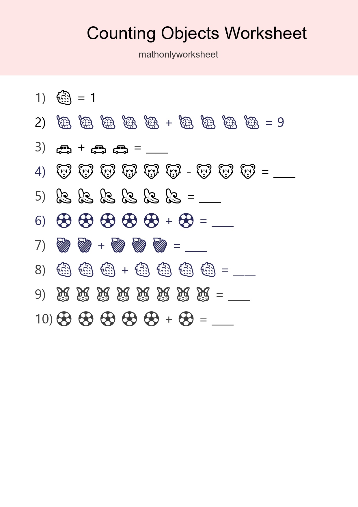 Free Counting Objects Worksheet For Kindergarten Printable - Part 39