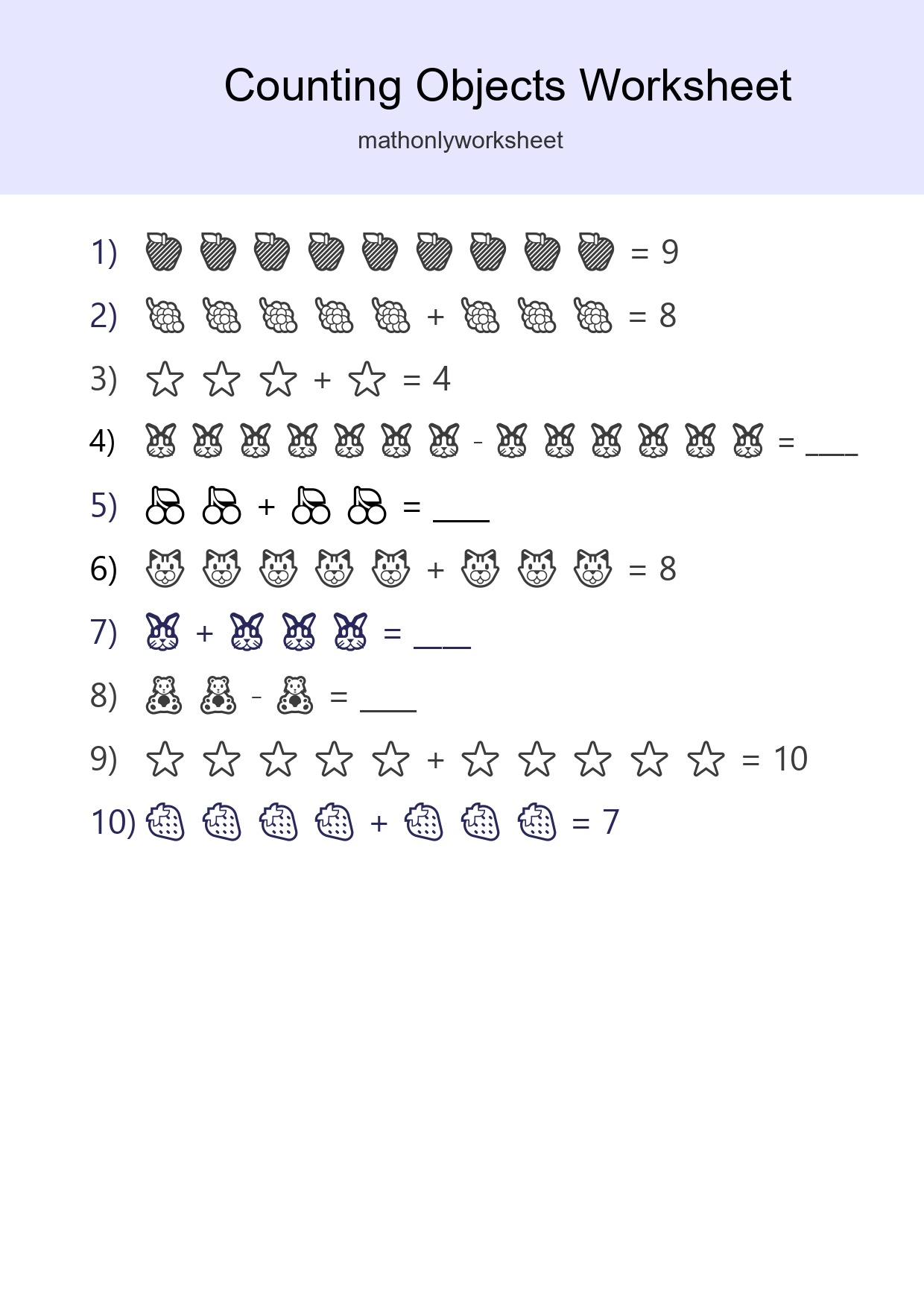 Free Counting Objects Worksheet For Kindergarten Printable - Part 99