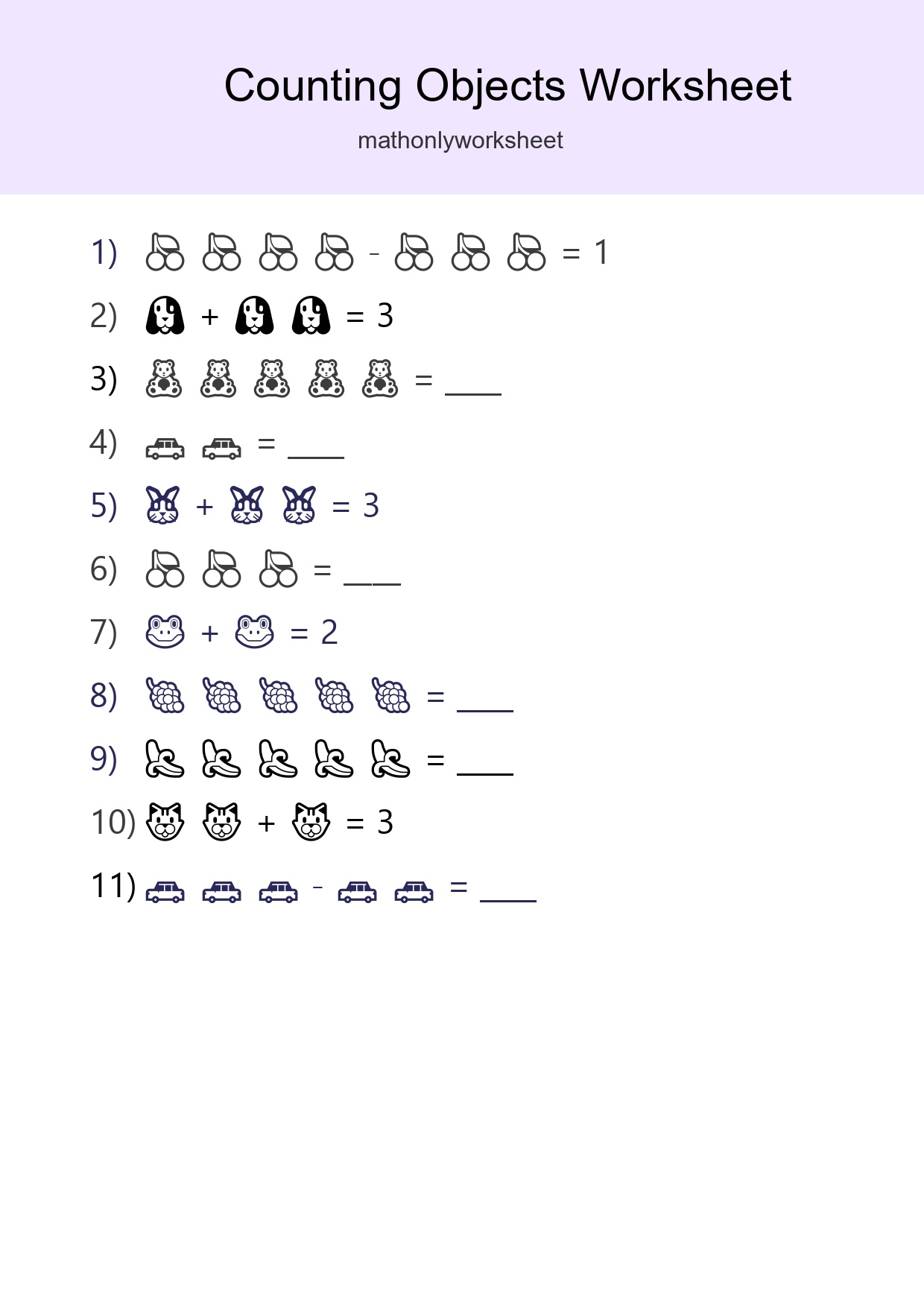 Free Counting Objects Worksheet For Pre-K Printable - Part 219