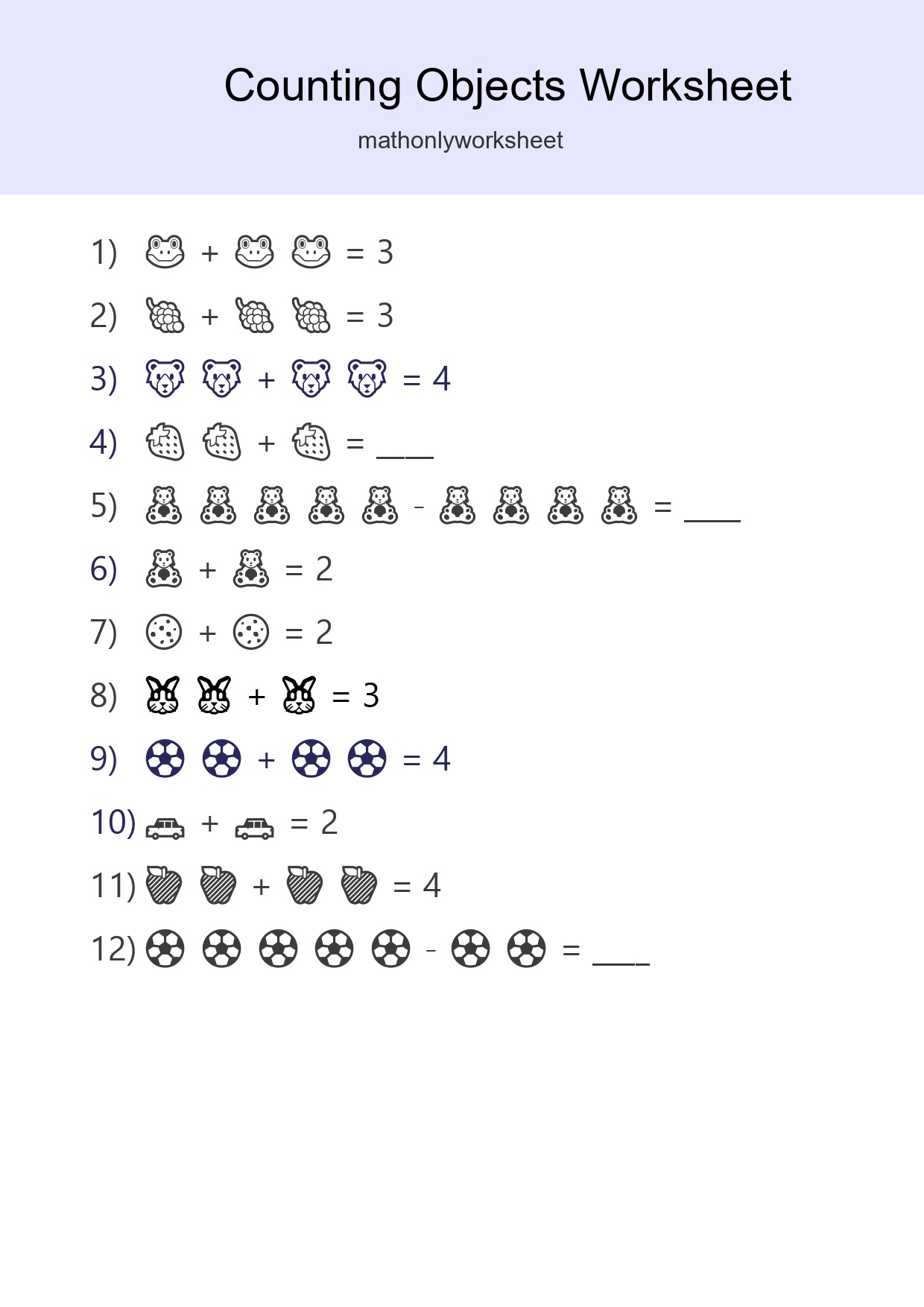 Free Counting Objects Worksheet For Pre-K Printable - Part 243