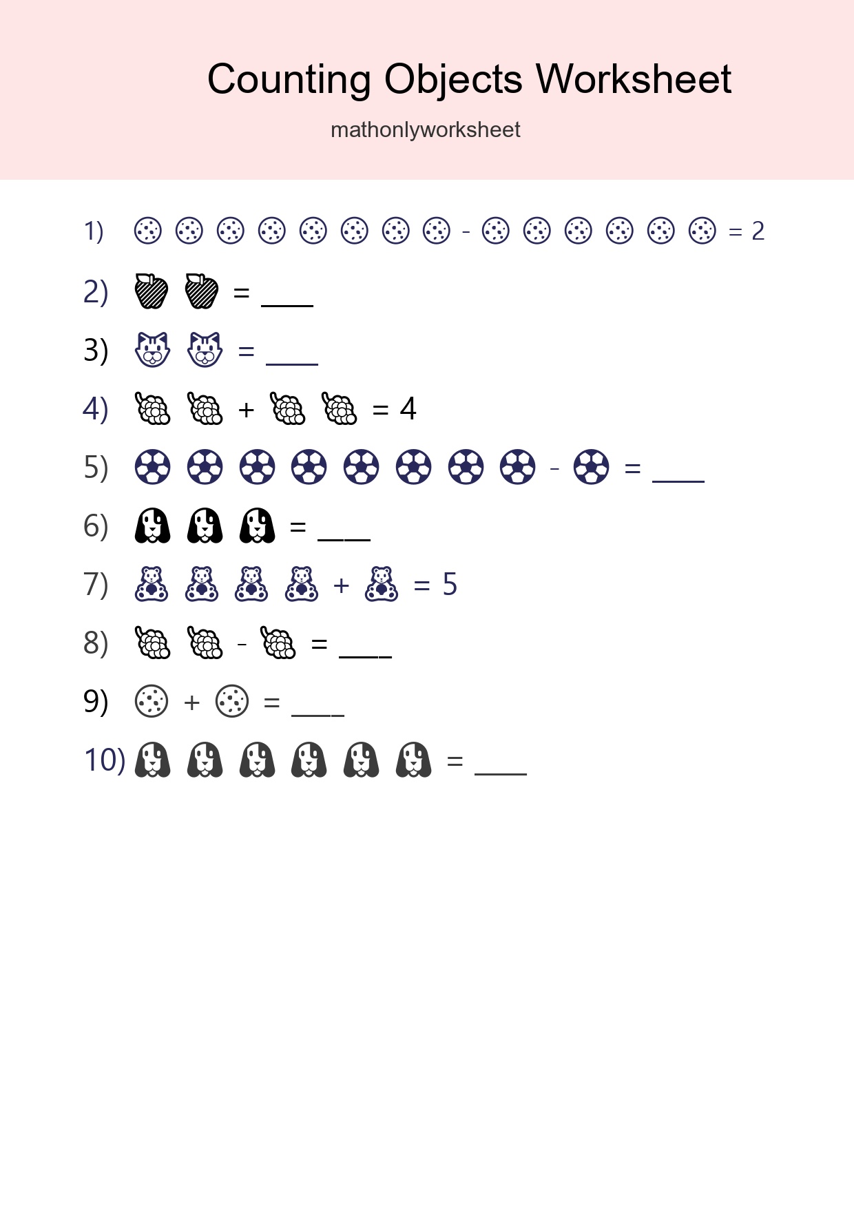 Kindergarten Count The Objects Worksheet - Part 3