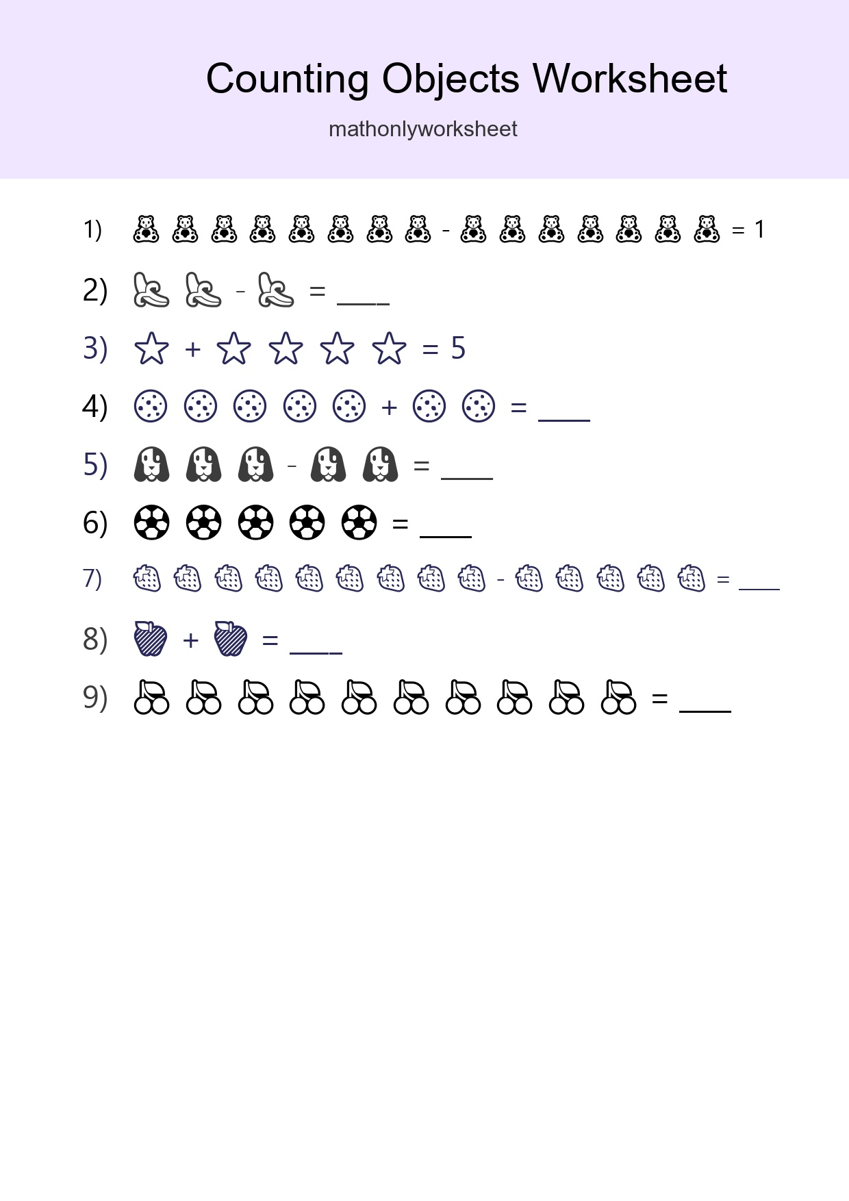 Kindergarten Count The Objects Worksheet - Part 87