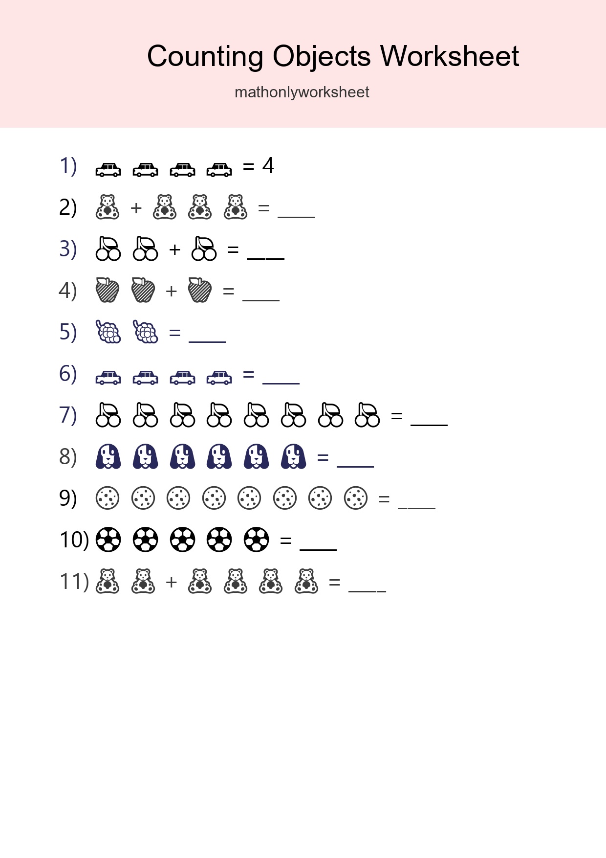 Learn Counting With Pictures Worksheet (Kindergarten) - Part 171